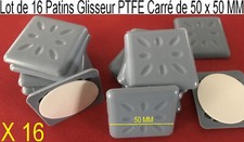 Lot de 16 Patins Glisseur Carré Adhésif Téflon PTFE 50 x 50 mm  Fauteuil Meubles
