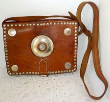 Sac vintage en cuir marocain bandoulière avec monnaies