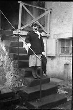 Young Girl Staircase Umbrella - Old Year Photo Negative. 1940 Negative
