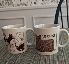 Lot of 2 Vintage Taylor & Ng Cat Mugs 1978 & 1979 Le Chat and Naughty Cats