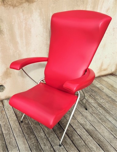 Fauteuil rouge skaï - fauteuil,