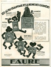 Antique Faure Heating & Stove 1928 Magazine Issue Advertising