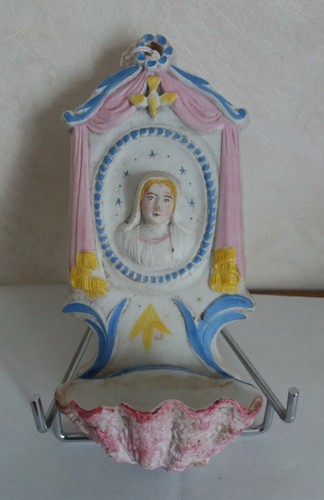 Grand bénitier ancien biscuit - grand,