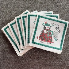 Vintage ALOHA Hawaiian Paper Cocktail Napkins Lot of 20 Tiki Lei Kitschy