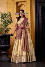 Choli Lehenga Jaune Satin