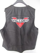 VICTORY Motorcycles Embroidered Black Leather Snap Up Biker Vest EUC Men's 3XL