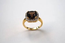 Neuf 14K or Jaune Plaqué .925 Argent Sterling 4.00 CT Fumé Topaze Taille Bague 6