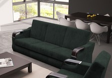 Sofa Canapé 3 Places Avec Fonction Lit Couleur Verte Salon (17493)