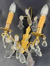 Louis XV Crystal Tassel Decorated Two Light Sconce in Gilded Bronze