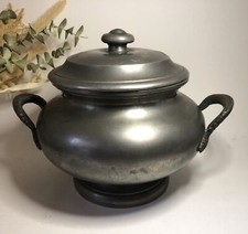 Antique Pewter Tureen with Lid - Decorated Handles - Hallmarked