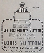ADVERTISEMENT LOUIS VUITTON CLOTHES RACK HUNTER GROOM LUGGAGE 1922 FRENCH AD PUB
