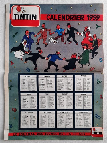 Calendrier tintin 1958 tbe - calendrier,