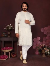 Indien Pure Coton Kurta Pyjama Pour Hommes Mariage Vêtement Déguisement Rayonne