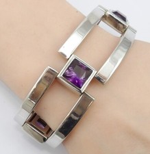 PIANEGONDA Sterling Silver Amethyst Large Link Tennis Bracelet 7.5" LNG2