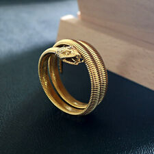 Women's Mens Chunky Snake Wrap Bracelet Gold Plated Layered Cuff Stainless Steel