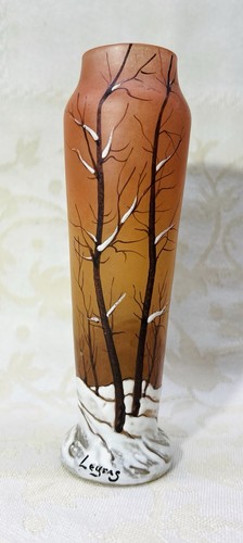 Legras enamelled glass - glass, vase