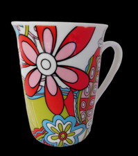Finecasa Kare Design Groovy Flower Power Bright Colorful Coffee Tea Mug Cup