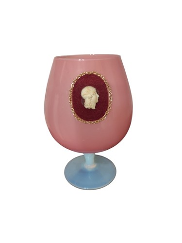Verre pied opaline rose - en,