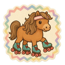 Poney Shetland sur patins à