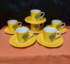 lot 6 cups and saucers coffee guy degrenne service oliveiro olive tree