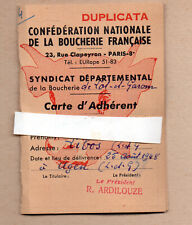 membership card CONFEDERAION BUTCHERIE FRANCAISE P42543