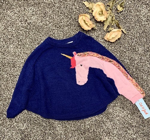 Unicorn navy poncho - navy, cat