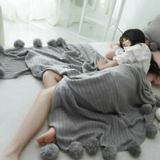 Tricoté Balle Blankets pour Lit Rayé Jeté de Fils Couvre-Lit Divan Housse Solide