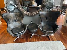 Restoration Hardware 1950s Copenhagen Leather EGG Chair Set with Ottoman - RH