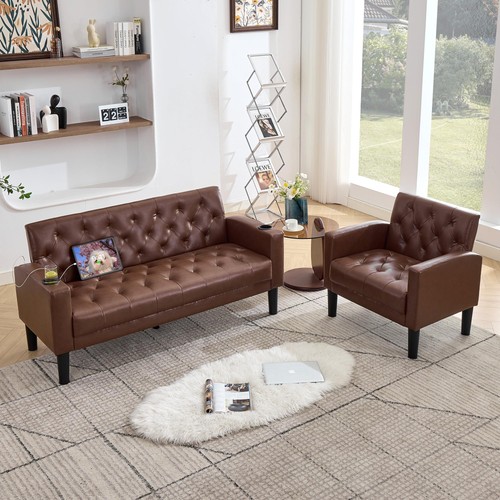 Leather loveseat - 62", w
