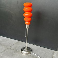 Vintage POP Lamp Design Orange Glass Chrome Metal 70’s 64cm E27