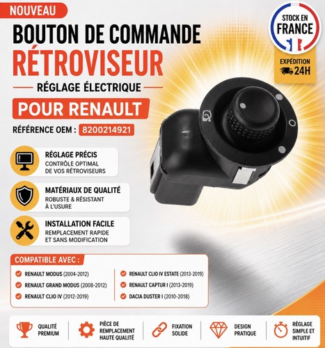 Bouton commande rétroviseur - bouton,