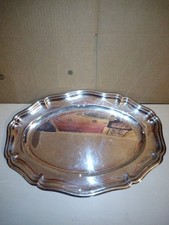 Plateau métal argenté ovale