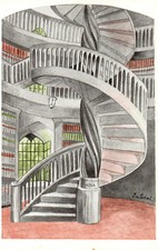 Carte postale, carte postale, Weimar, escalier en colimaçon, bibliothèque de ...