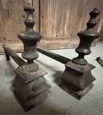 Pair of Chenets Antique Wrought Iron 19th Century Napoleon III Fireplace