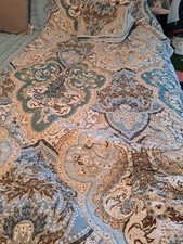  5 Piece Daybed Luxury Lush Soft Blue Taupe Motif Ornamental Floral Paisley EUC 