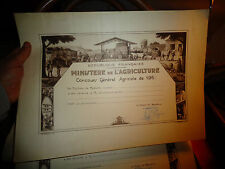 Antique Agricultural Diploma Competition Fighting Scene Tractor Breeding Wine Cheese 5