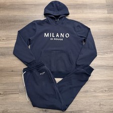 Milano Di Rouge Sweatsuit Hoodie & Jogger Set Lux Velour Lined Navy Adult L