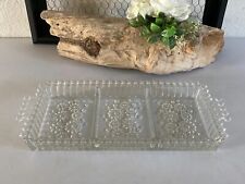 225⚜️ Ancien Plat Plateau en Verre Serviteur Rectangulaire 3 Compartiments