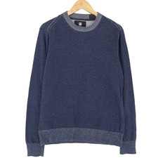 G-Star Pull Homme Bleu Core Plissé Tricot Coton Mu7 Taille S