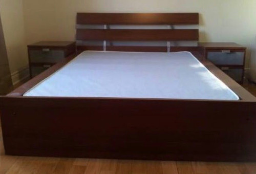 Queen bed with nightstands - bed, 2