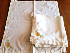 8 Serviettes de table début XXe en fil brodée - 49 cm x 49 cm