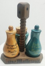 Mustard Vinegar Oil Mesh Advertising Display Stand. Wooden base. Mint Condition
