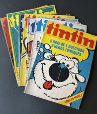 Lot of 10 French Language Vintage TinTin Comic Magazines #s 13-16, 21, 31-34, 38