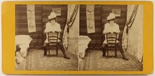FRANCE erotic woman close house c1880 stereo photo vintage albumin