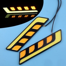 2Pcs White & Amber COB LED Car DRL Driving Daytime Running Lamp Fog Light new