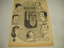 ROCK-OLA Juke Box CARTOONISH Talking Heads original 1947 Promo Display Ad