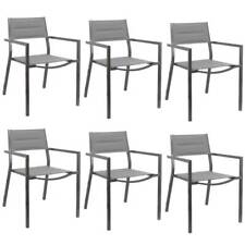Lot de 6 Chaises de jardin Exterieur empilable Fauteuil Terrasse en aluminium
