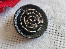 Bouton ancien en verre noir