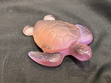 Daum Crystal Turtle Signed Original Purple Lilac Mini ? + 1 ? Gift ?