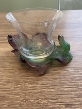 Ancien vase en pâte de verre et cristal signée Daum France décors grenouille